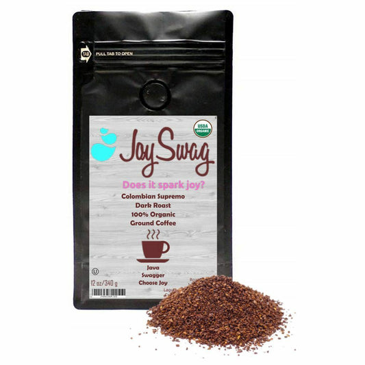 JoySwag Colombian Supremo Direct Trade Micro-Roast Certified Kosher Organic Ground Coffee - 12oz