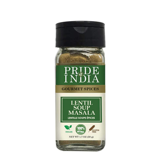 Pride of India - Lentil Soup Masala – Authentic Indian Taste – Spice Blend for Lentil Soups – 1.7 oz. Small Dual Sifter Bottle- Ideal for Vegans & Vegetarians