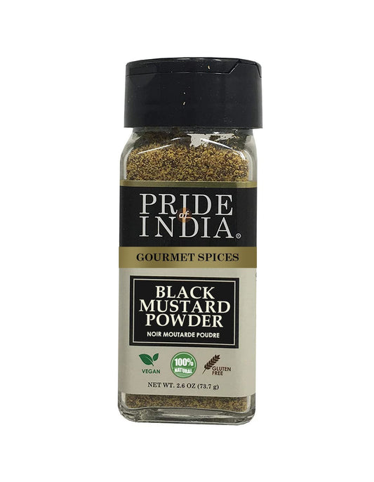 Pride of India – Black Mustard Seed Ground – Additives Free/Gourmet Spice – 2.6 oz. Small Dual Sifter Bottle