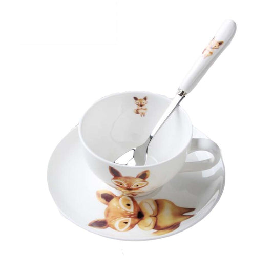 Cute Tea Cup and Saucer Set, with Spoon 6.1OZ