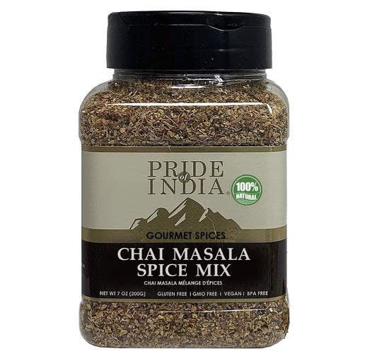 Chai Masala Mulling Spice Mix – Gourmet Mix for Tea – Caffeine Free –Vegan & Gluten-Free - 7oz. Medium Dual Sifter Jar