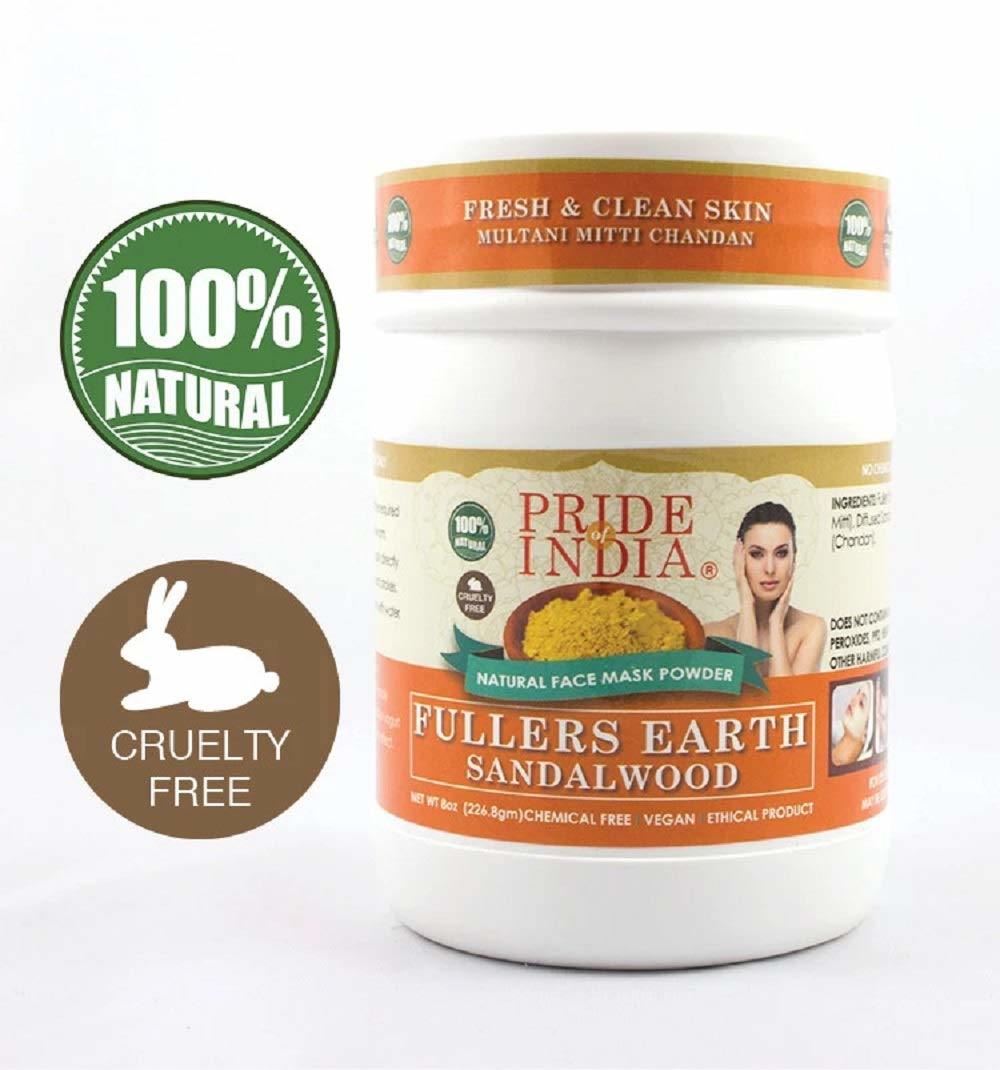 Fuller's Earth Indian Clay Healing Face Mask Powder w/ Sandalwood, 100% Natural