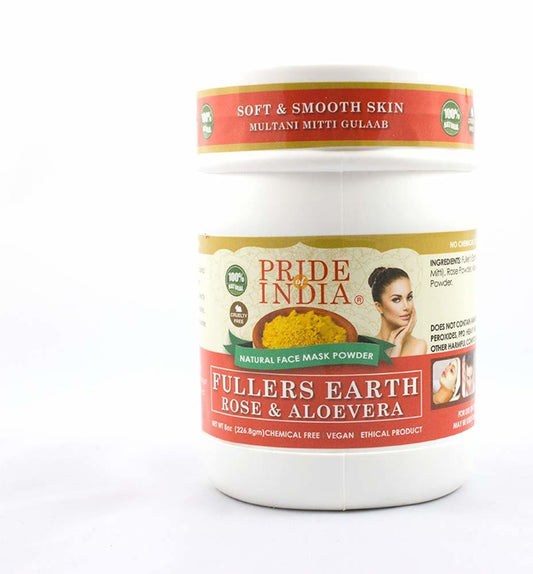 Fuller's Earth Indian Clay Face Mask Powder w/Rose & Aloevera, 100% Natural