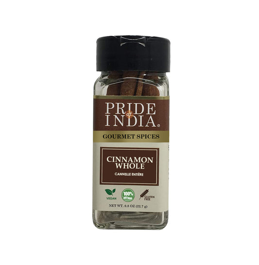 Pride of India – Cinnamon Bark Whole – Freshly Sourced from India  – 0.8 oz. Small Dual Sifter Bottle