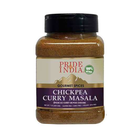 Pride of India - Chickpea Curry Masala Seasoning – Authentic Indian Taste – 7 oz. Medium Dual Sifter Jar