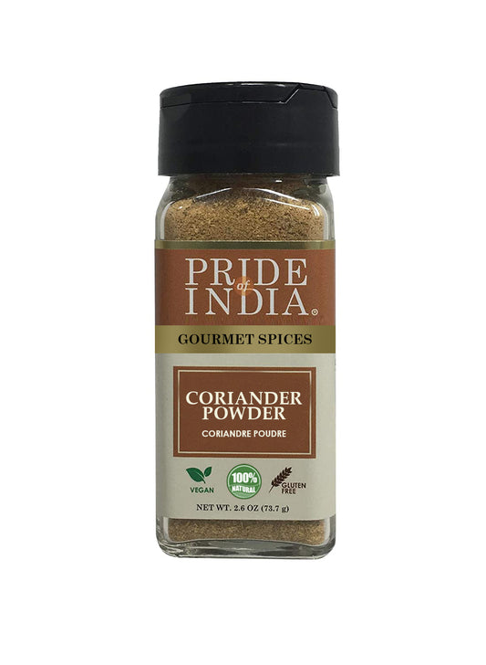Pride of India – Coriander Seed Ground – Fresh - 2.6 oz. Small Dual Sifter Jar