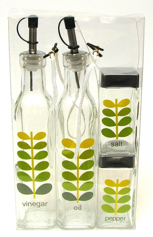 Vinegar and Oil Cooking 4pc set retro leaves