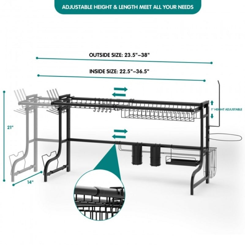 Adjustable Dish Drainer, Over Sink Drying Rack