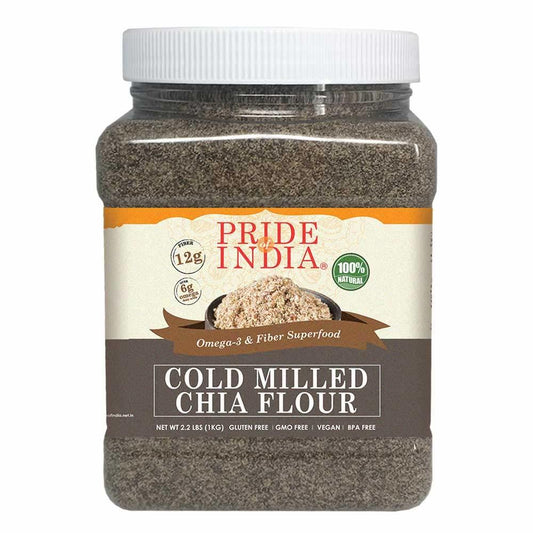 Raw Black Chia Seed Flour - Cold Milled - Omega-3 & Fiber Superfood, 1lb. Jar