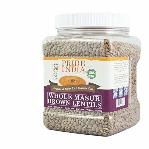 Pride Of India - Indian Whole Brown Crimson Masur Lentils - Masoor Whole