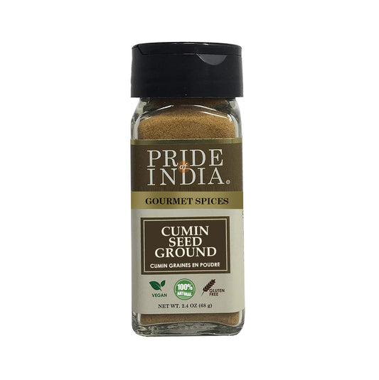 Pride of India – Cumin Seed Ground – Traditional Indian Spice – 2.4 oz. Small Dual Sifter Bottle