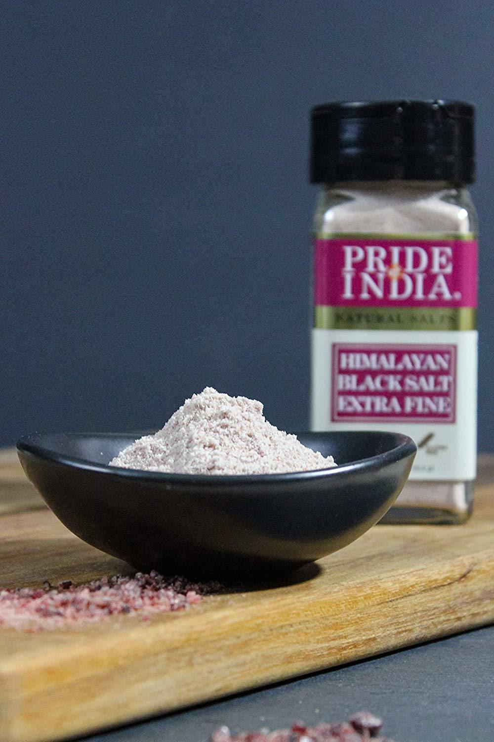 Himalayan Black Rock Salt - Extra-Fine Grind, 4.0 oz (113.4gm) Dual Sifter Jar - Kala Namak