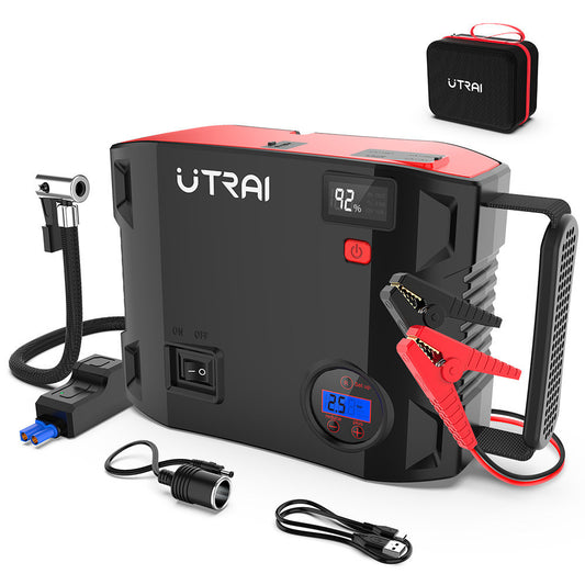 UTRAI 2000 Amp, 12V Car Battery Charger with 150 PSI Tire Inflator, Jump up to 8L Gas and 6.5L Diesel Engine