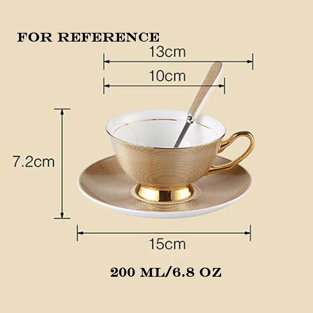 Porcelain Tea Cup and Saucer Set, with  Spoon, White 6.8OZ