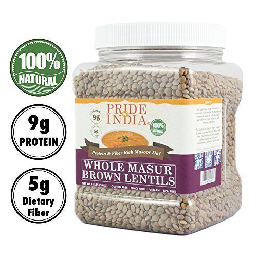Pride Of India - Indian Whole Brown Crimson Masur Lentils - Masoor Whole