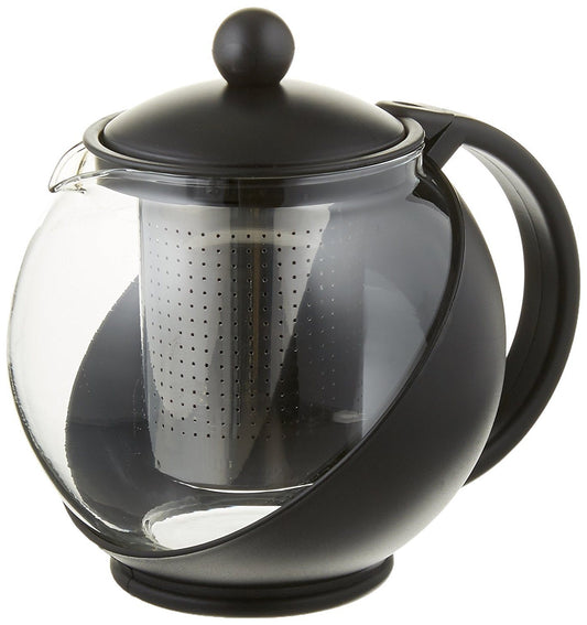 Pride Of India Tempered Glass 3-Cup Tea Pot w/Removable Steel Infuser, 25 Fluid Ounces 25 oz