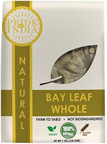 Pride Of India Natural Bay Leaf Whole- 1 oz (29 gm) Resealable Pouch