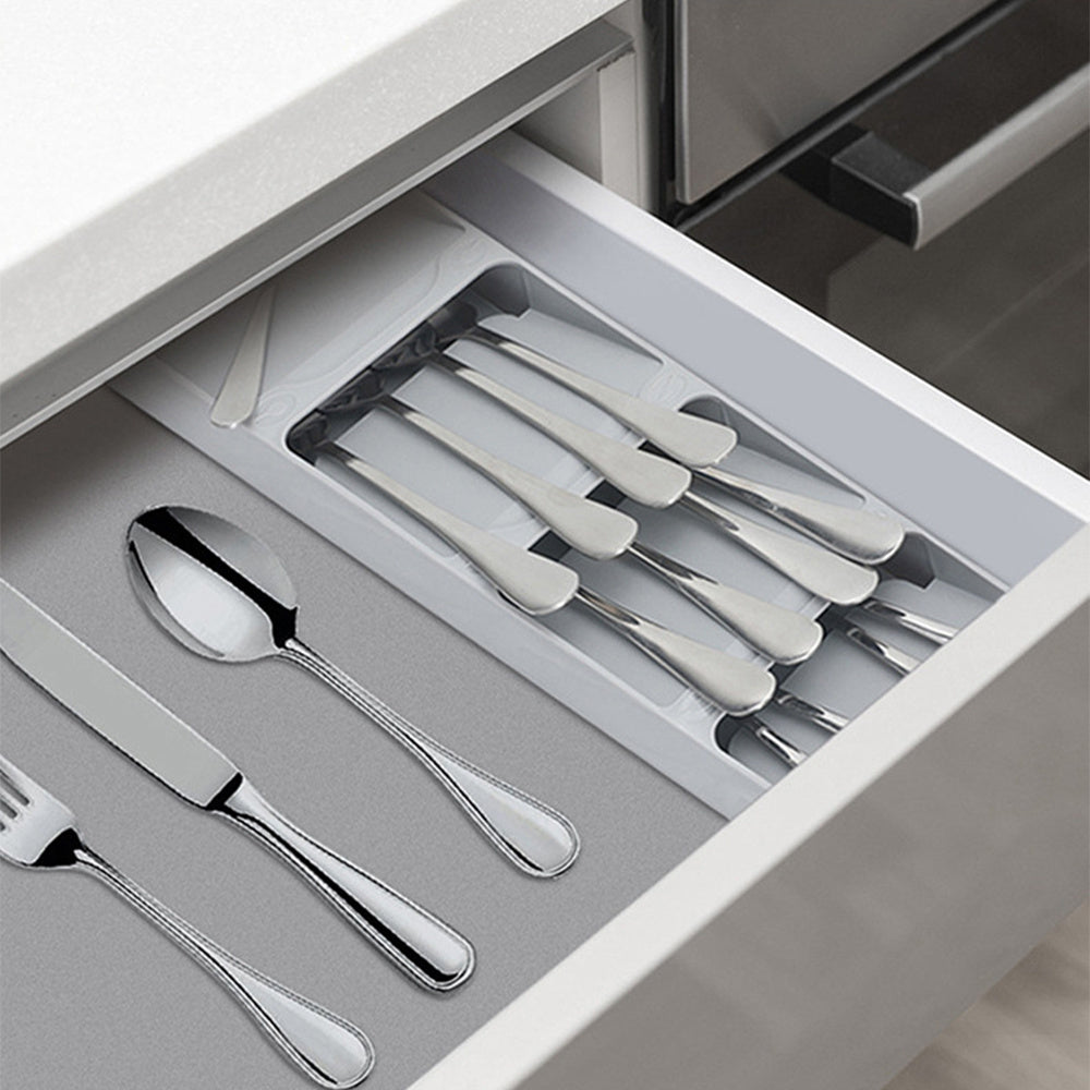 Kitchen Drawer Organizer Tray Box for Cutlery, Grey