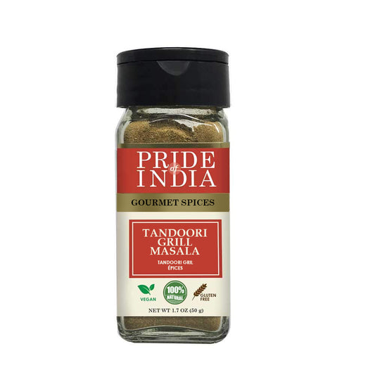 Pride of India – Tandoori Grill Masala Spice Blend - GMO Free - 1.7 oz. Small Dual Sifter Bottle