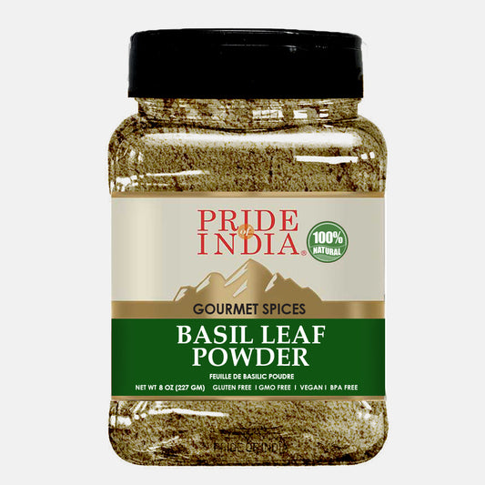 Pride of India – Basil Leaf Powder – Mediterranean Seasoning – Additives Free –  7oz. Medium Dual Sifter Jar