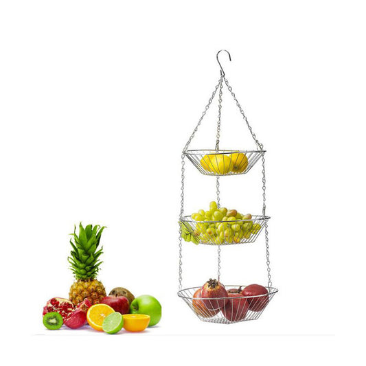 3-Layers Hanging Basket, Stainless Steel Fruit Basket