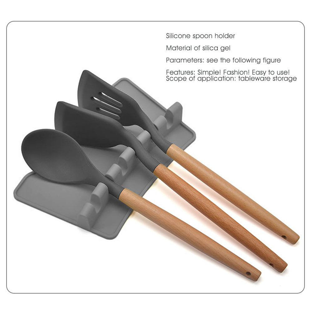 Silicone Multiple Utensil Spoon Holder with Drip Pad