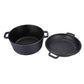 2 in 1 Seasoned Cast Iron Double Dutch Oven Combo Cooker