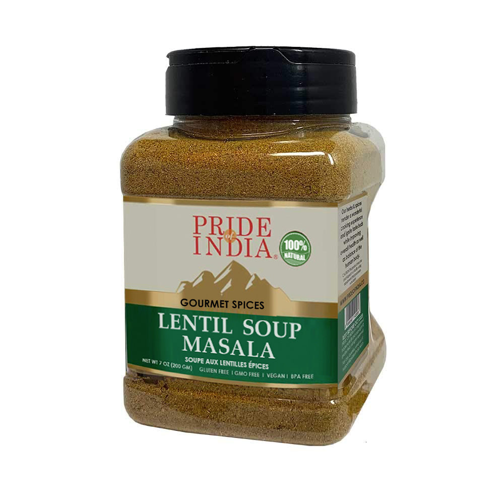 Pride of India - Lentil Soup Masala – Authentic Indian Taste – Spice Blend for Lentil Soups – 8 oz. Medium Dual Sifter Bottle- Ideal for Vegans & Vegetarians