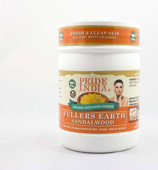 Fuller's Earth Indian Clay Healing Face Mask Powder w/ Sandalwood, 100% Natural