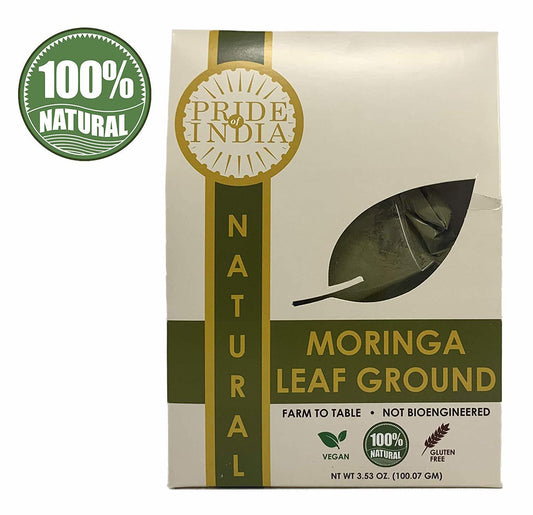 Pride Of India - Pure & Raw Sun-dried Moringa Leaf Ground, (3.53oz - 100gm)
