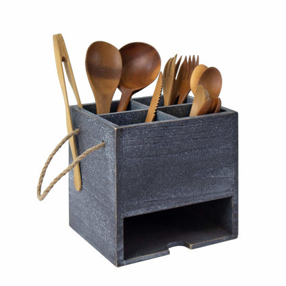 Wooden Condiment Organizer and Utensil Caddy