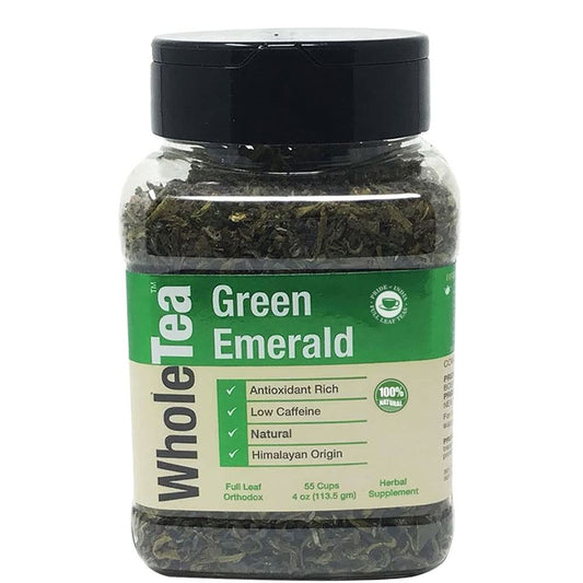 WHOLETEA Natural Green Emerald, 4 oz - Makes 55 Cups - Low Caffeine - Antioxidant Rich
