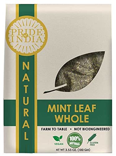 Pride of India – Whole Mint Leaf – Cut & Sifted – 3.53 oz. Resealable Pouch Pack